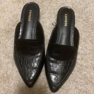 Express black croc mules